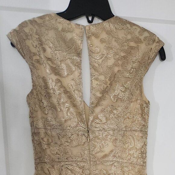J S Collections Gold Lace Design Dress Evening Gown - Picture 3 of 5